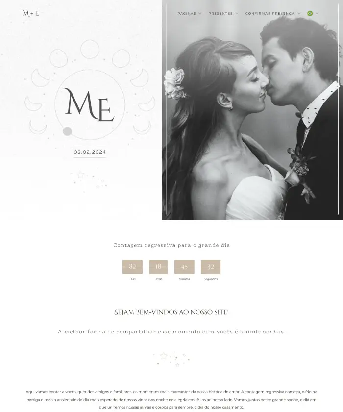 Slide com a imagem do template de site de casamento 222 de nome Mystical