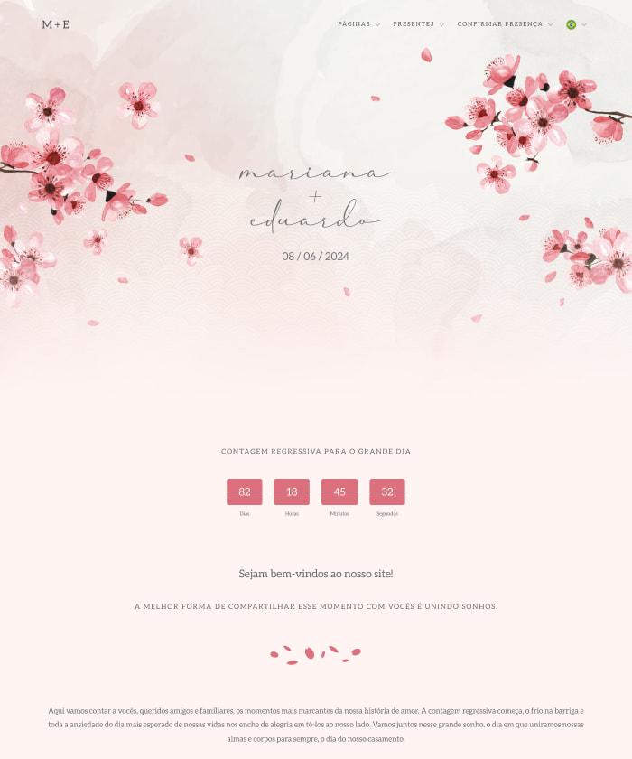 Slide com a imagem do template de site de casamento 226 de nome Sakura