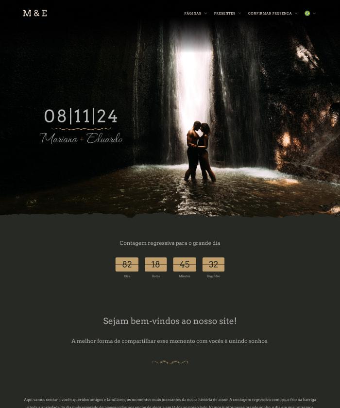 Slide com a imagem do template de site de casamento 214 de nome Waterfall
