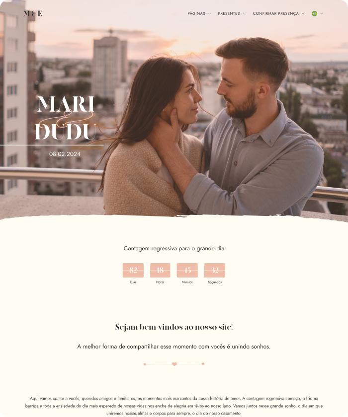 Slide com a imagem do template de site de casamento 189 de nome Rosé