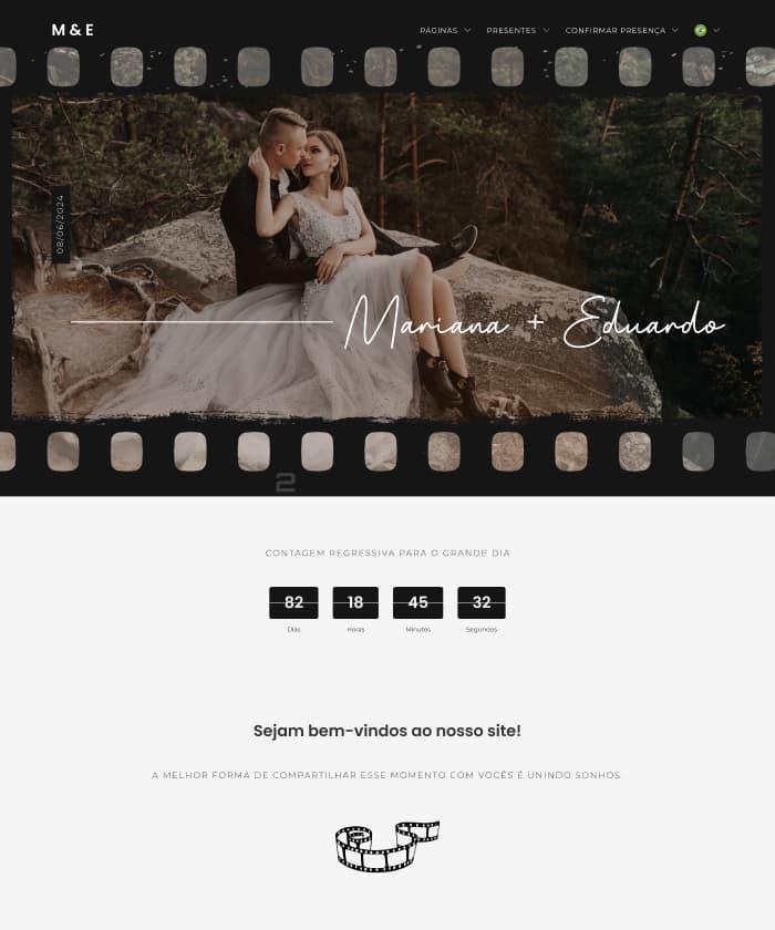 Slide com a imagem do template de site de casamento 213 de nome Like the movies